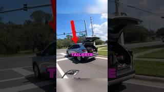 Driver Forgets Her Tailgate Is Open! 🫣 Credit: @TrippinBusa