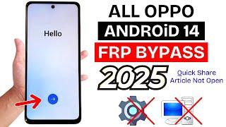 All Oppo Android 14 : Google/FRP Bypass Without Pc - Share Method Not Work 2025 New Security Update