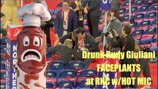 Drunk Rudy Giuliani FACE PLANTS at RNC w/HOT MIC