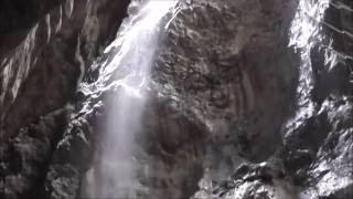 Liechtensteinklamm Gorge in Austria with a dripping waterfall