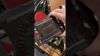 Printing the “Press The Red Button, Howard” woodcut with a tabletop printing press