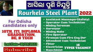 sail recruitment 2022 / Rourkela Steel Plant Vacancy 2022 / Rourkela Steel Plant recruitment 2022