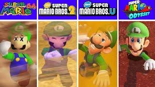 Evolution of Luigi Falling Dying in Quicksand, Super Mario Games (1985-2024)