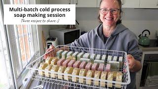 Cold Process Soap Making  Multi-batch session. Three interesting recipes to share.