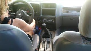 Rubia Vlog1 Part1 - Cranking Driving Friend's 95' Ford Sierra | Blonde Lady Pedal Pumping in Heels