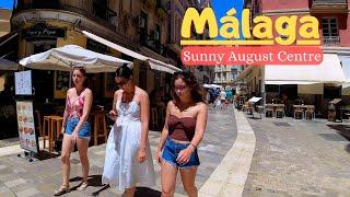 Malaga - Sunny August City Centre. 4K Walk. Costa del Sol