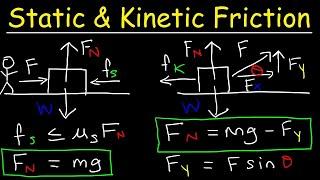 Static Friction and Kinetic Friction Physics Problems With Free Body Diagrams