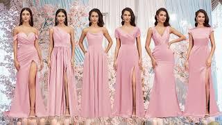 Blushing Pink Satin Bridesmaid Dresses