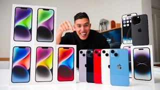 iPhone 14 Color Comparison + GIVEAWAY!  UNBOXING EVERY COLOR!