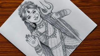 How to draw maa durga face pencil sketch for beginners | Navaratri special maa durga drawing