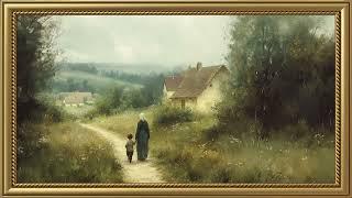 Vintage People Walking in the Countryside Painting | Gold Frame TV Art | Art Screensaver for TV 2 Hr