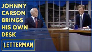 Johnny Carson Brings His Own Desk To The Show | Letterman