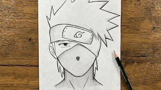 Easy Kakashi drawing | How to draw Kakashi hatake step-by-step for beginners