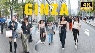 銀座 Weekend in Ginza with streets blocking off for people to walk on and shop [4K 60fps ASMR]