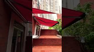 Retractable awning = Waterproof sunshade + led light roof #roof #patio #decor #awning #shade