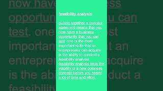 feasibility analysis | entrepreneurship foundations for MBA students