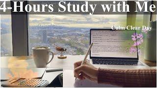 4-HOUR STUDY WITH ME| Rain morning View| White Noise for Studying|POMODORO 50/10| Mindful Studying|