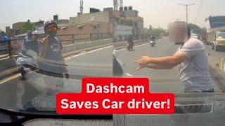 Biker blames car but dashcam proves who is innocent