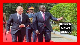 Germany Chancellor Olaf Scholz arrival to meet President Ruto at State House, Nairobi