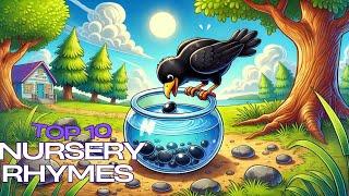 The thirsty Crow +Top 10 Nursery rhymes poem for kids||stories for kids