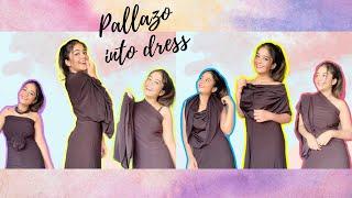 6 Ways to Wear Palazzo Like Dress | WITHOUT CUTTING OR STITCHING