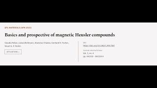 Basics and prospective of magnetic Heusler compounds | RTCL.TV