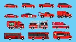 Best Toddler Learning Colors Street Vehicles for Kids - Learn Red Cars, Trucks, Fire Engines & More