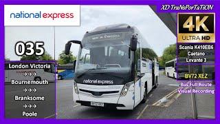 [National Express] 035 ~ London Victoria  Poole, Seldown Coach Station (via Bournemouth)【4K】