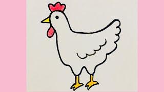 How to draw hen step by step|drawing hen with number 3#art #drawing