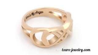 Infinity Ring for Mom - Gold Mothers Ring Engraved "My Mom is My Angel", Ring Sizes 6 to 9