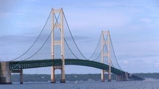 Driving across the Mackinac Bridge -  Michigan