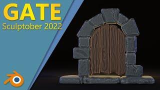 Gate - Sculptober 2022: A simple rock and wood gate