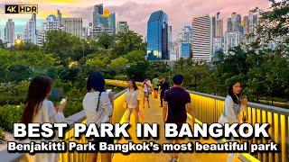  4K HDR | BEST PARK IN DOWNTOWN BANGKOK | Benjakitti Forest Park | Thailand Walk 2023