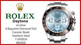 ▶ Rolex Daytona Stainless Steel Ice Blue 8 Baguette Diamond Dial Oyster Bracelet 116500LN - REVIEW