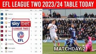 English Football League Two Table Today Matchday 2 ¦ EFL League Two 2023/2024 Table & Standings