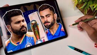 Virat Kohli Drawing, Rohit Sharma Drawing, Champions Trophy 2025 