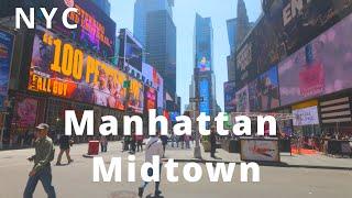 New York City, Manhattan Midtown Walking Tour in 4K (60fps) with Captions