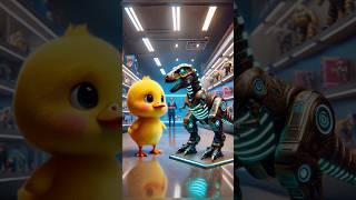 The little duck brings the mechanical dinosaur pet home. #shorts #ducklings #cuteanimals #pets #duck