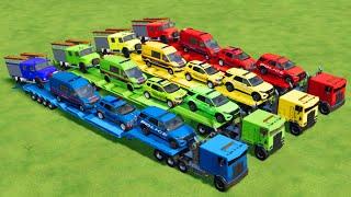 TRANSPORTING ALL POLICE CARS, AMBULANCE FIRE TRUCK,  WITH TRUCK  -FARMING SIMULATOR 22!