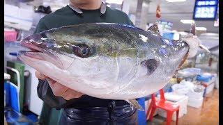 12kg 대방어를 부위별로 어디까지 구별할 수 있을까? _ Yellowtail Amberjack Cutting, sashimi_Korean street food