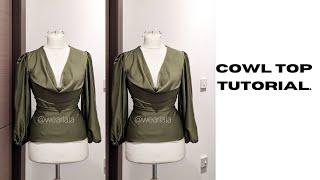 How to sew a simple Top. cowl neck top. how to cut and sew. #wearlala