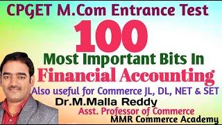 CPGET M Com Financial Accounting MCQs | M. Com | FA 100 Most Important Bits | Dr. M. Malla Reddy