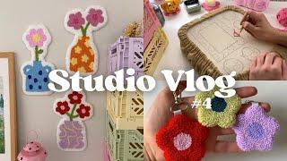 STUDIO VLOG #4  finishing wall hangings & new flower punch needle keychains