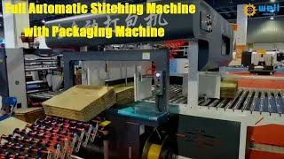 Full automatic downward carton box stitching machine #cartonbox #stitching #factory