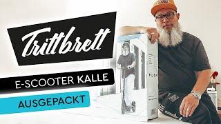 E-Scooter KALLE von Trittbrett auspacken und zusammenschrauben