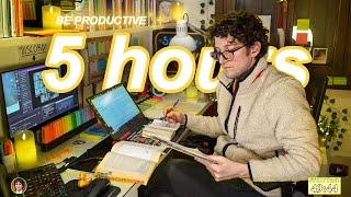 STUDY WITH ME LIVE | 5 HOURS  Harvard Alumnus, Chill Work With Me, Rain Sounds, Pomodoro Timer