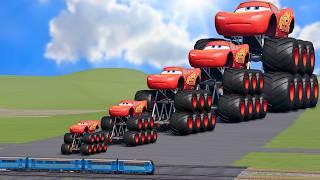 Big & Small Mega Monster Truck Lightning Mcqueen vs Trains Thomas | BeamNG.Drive