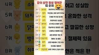 같이 살면 평생 행복한 띠 순위