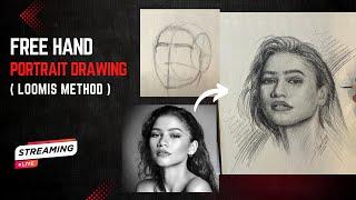How to draw Zendaya portrait with loomis method | live class