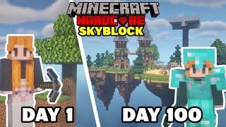 I Tried To Survive For 100 Days Of HARDCORE Minecraft On SKYBLOCK... Here's What Happened